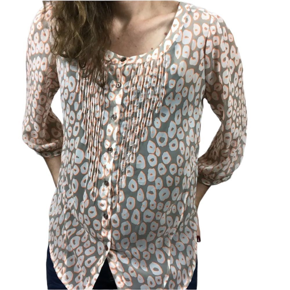 Yoana Baraschi Tan Orange Animal Print Blouse